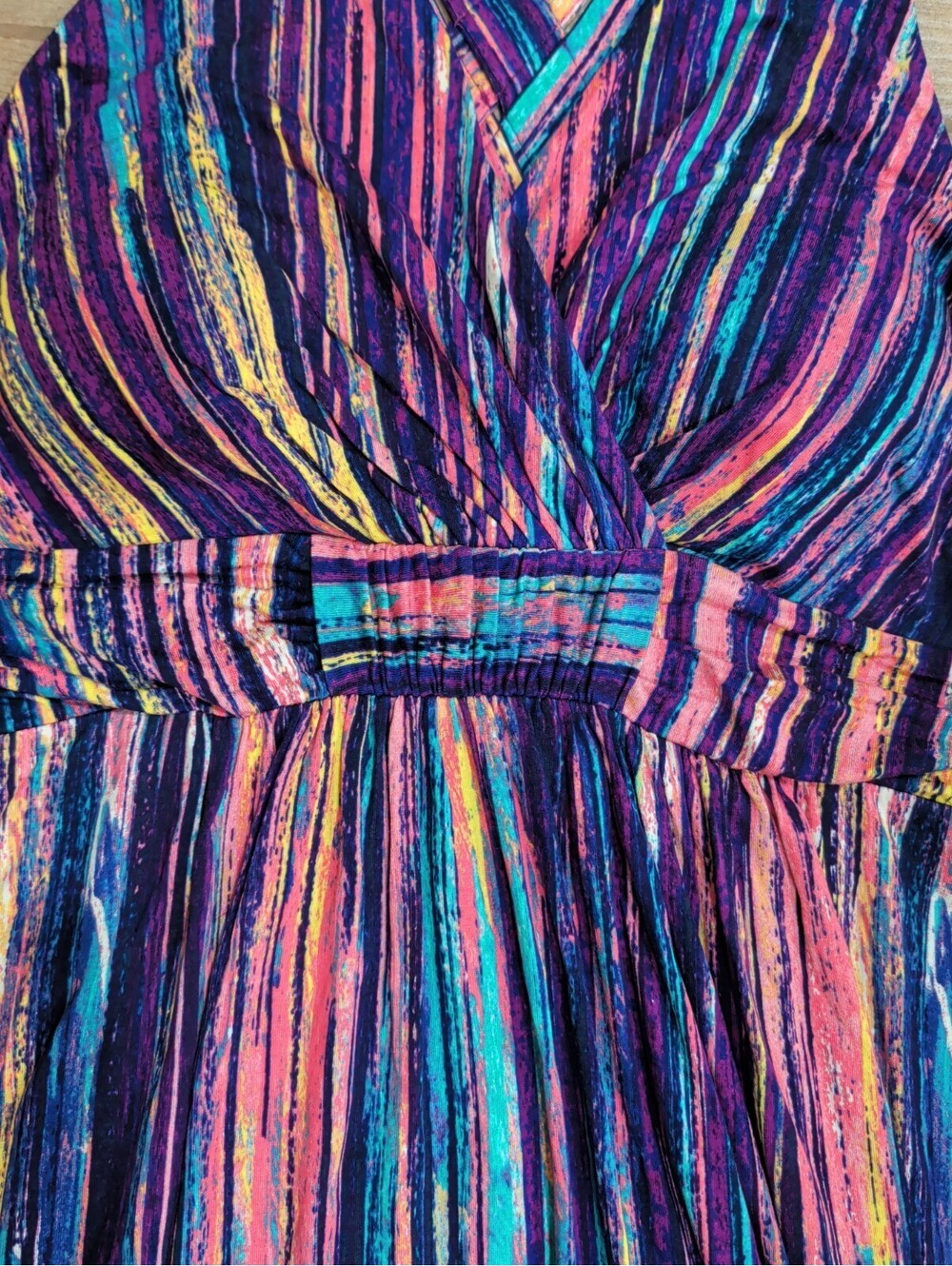 Soma Women's Empire Crossback Maxi Dress Waterfall Stripe Multi Purple Large Nwt - Picture 3 of 16